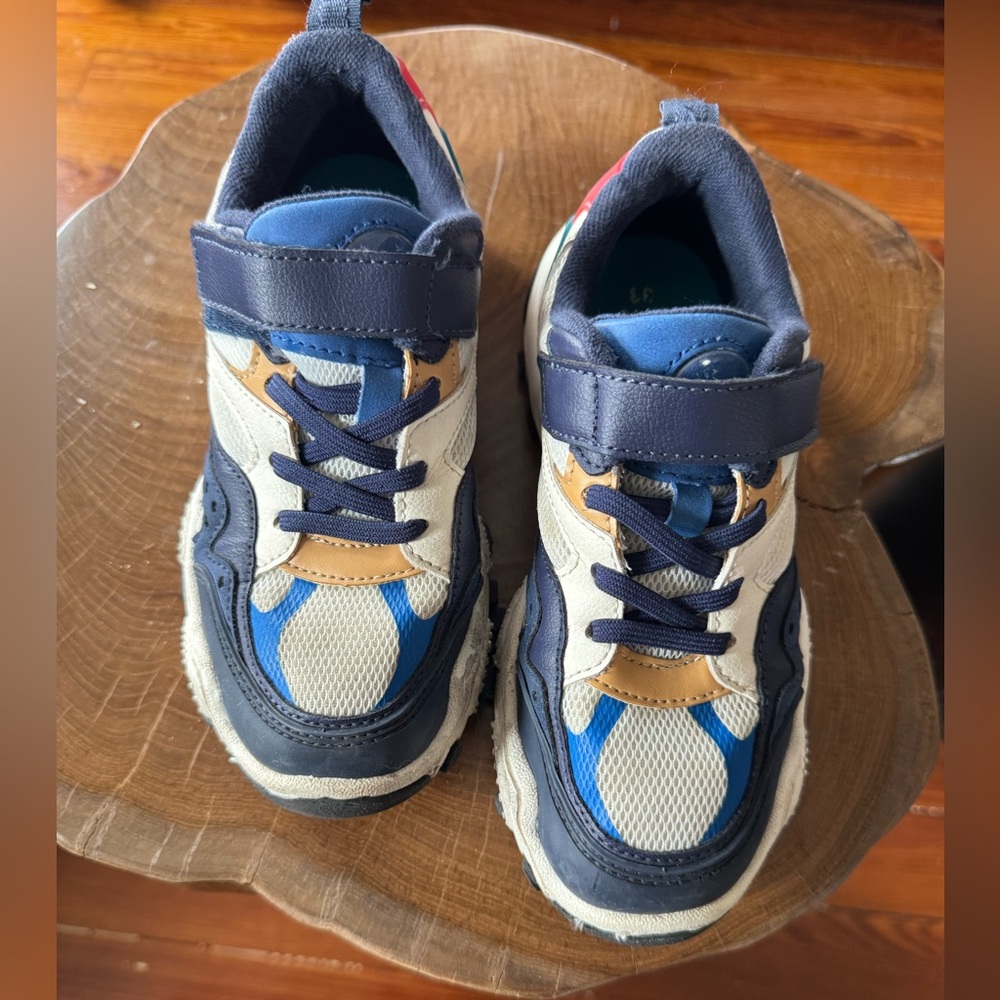 Zara Blue Navy White and Tan Kids Sneakers